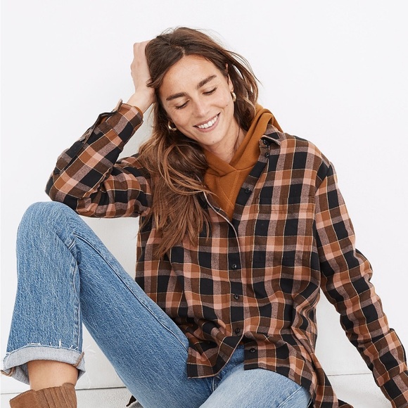 Madewell Tops - Like New Madewell Flannel Oversized Ex-Boyfriend Shirt in Gideon Plaid, L